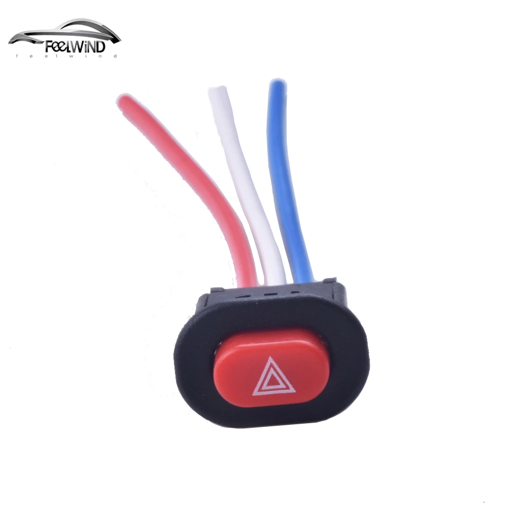 Motorcycle Switch Hazard Light Switch Button Double Flash Warning Emergency Lamp Signal Flasher with 3 Wires Built-in Lock