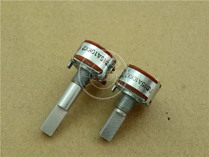 2pcs for NOBLE 16-type double potentiometer A10KX2 / handle length  20MMF  A10K / V16L4E{7*6.5}G3-1{PH2D}N30F-15A10K*2/T