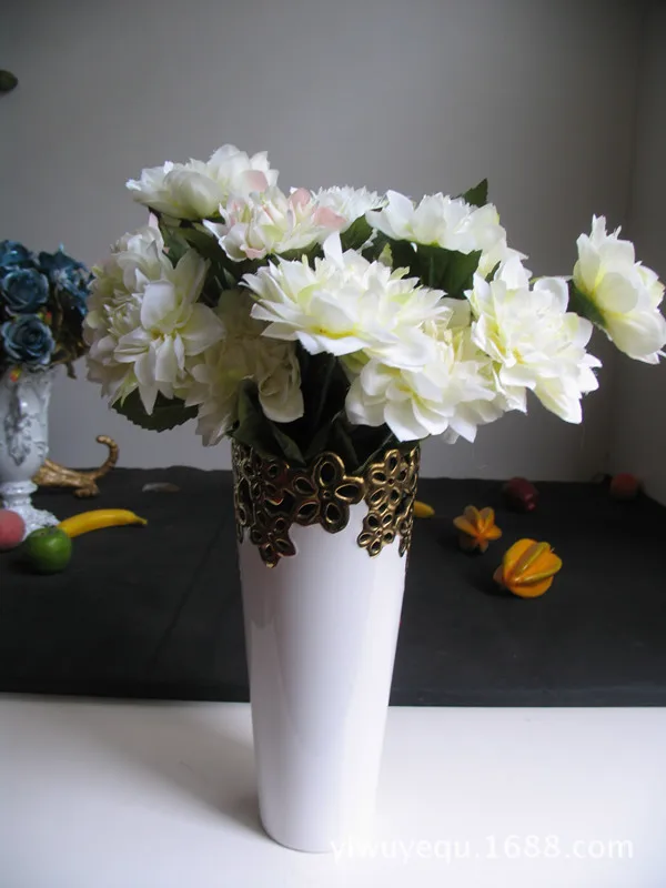 [Spot sales] 7 Dahlia white silk cloth simulation flowers single flower