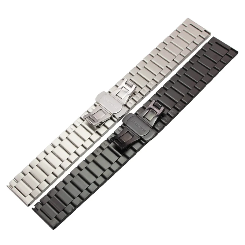 High Quality Stainless Steel Watchbands Bracelet 16mm 18mm 20mm 22mm Silver Black Metal Watch Band Strap Fit For Huawei Gear S3