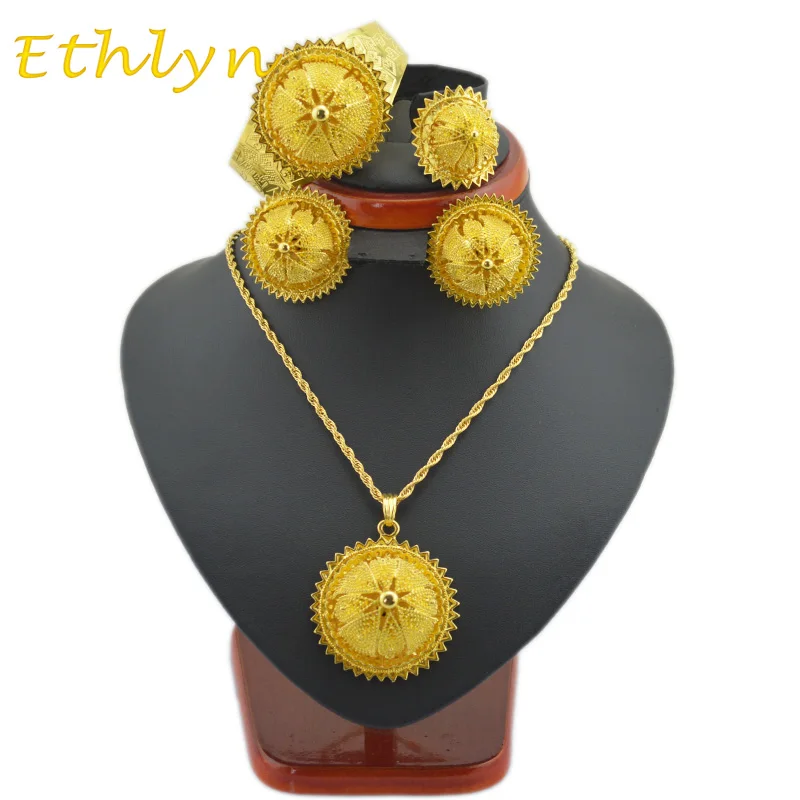 Ethlyn gold  jewelry 2017 NEW arrival Sudan/ Ethiopian gold Jewelry  sets Gold Color  African Wedding sets Women Ethiopian