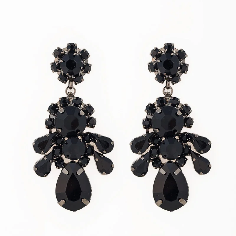 YFJEWE  High Quality Classic Black Water Rhinestone Drop Earrings For Women Hot Sale Bohe Crystal Earrings Party Gifts E091