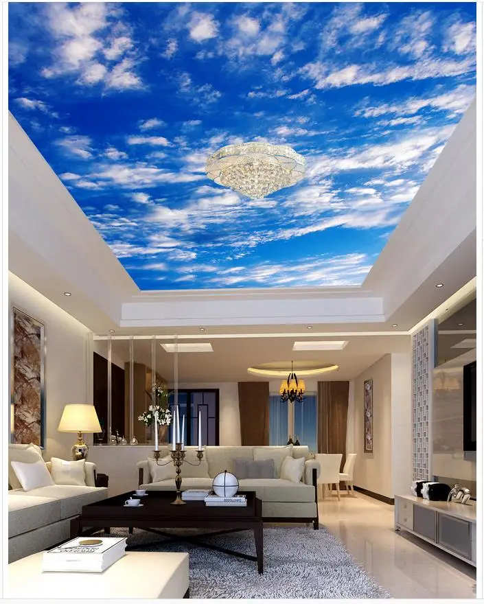 

Landscape wallpaper murals Sky blue ceiling living room bedroom ceiling 3d mural paintings