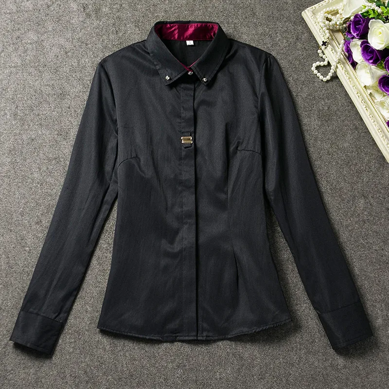 Elegant Women Cotton Shirt Work Wear New Autumn High Quality Long Sleeve Slim Fashion Blouse Office Ladies Plus Size Formal Tops