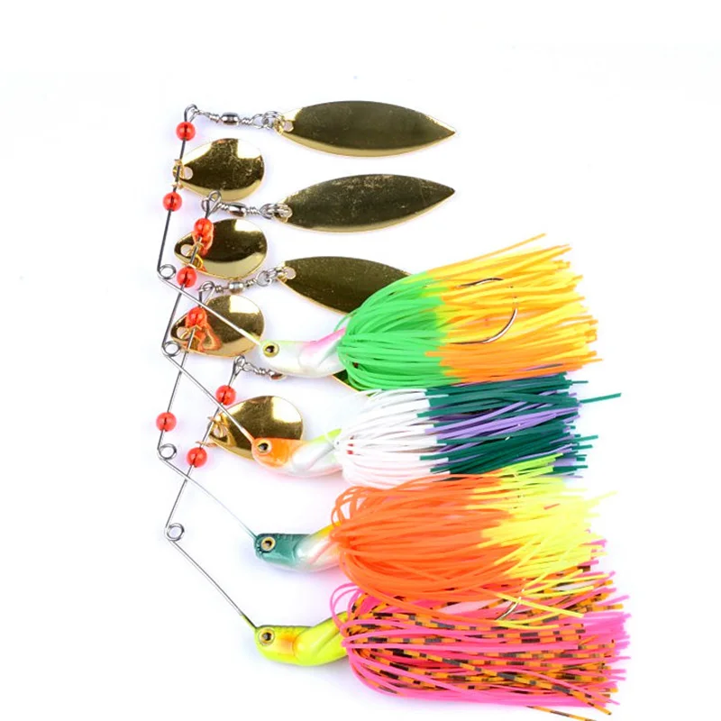 1Pcs Spinner baits Rotating sequins lead head Fluff pike fishing Lures buzzbaits little fat isca pesca fishing tackle FA-052