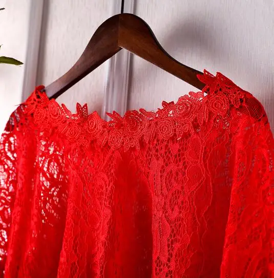 Women's Spring Summer Flower Lace embroidery Red Pashmina Female Summer Sunscreen Jacquard Lace Shawl R819