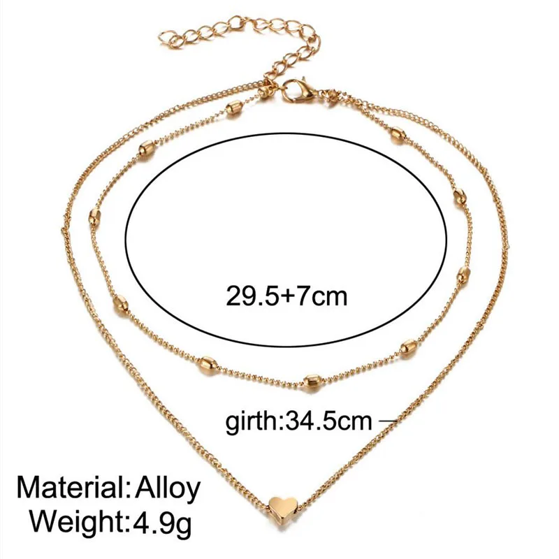 New Double Layer Necklace For Women Heart Pendant Chokers Necklaces Girls Gift Bohemia Cheap Jewelry Multilayer Bohemia Jewlery