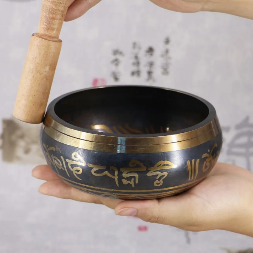 Handmade 3.15 Inch Tibetan Bell Metal Singing Bowl with Striker for Buddhism Buddhist Meditation Healing Relaxation