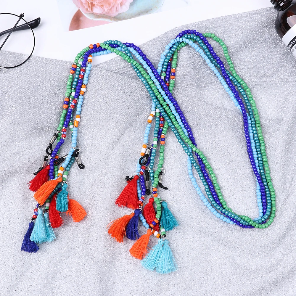 1Pcs Fashion  Retro Beads Eyeglass Sunglasses Reading Glasses Chain Spectacle Cord with Tassels Neck Strap String Chain Eye wear