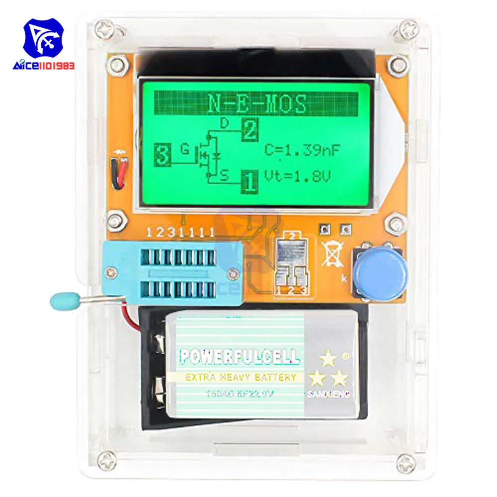 diymore Mega328 LCR-T4 Transistor Tester Diode Triode Capacitance Resistance Inductance Multimeter Module with Transparent Case