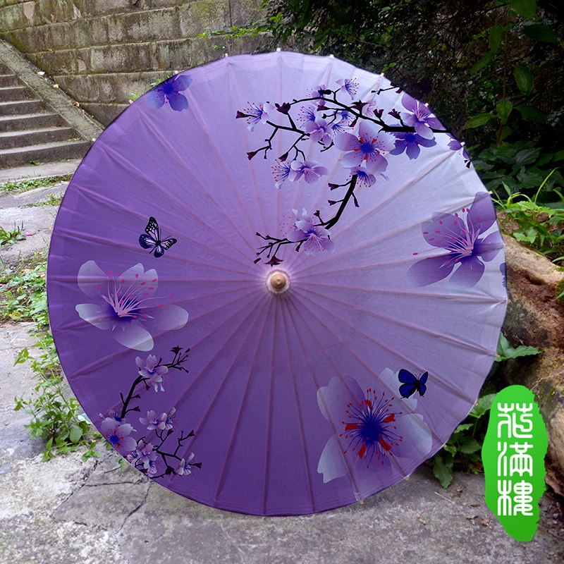 Dia 50cm Delicate Purple Flower Oiled Paper Umbrella Ancient Handmade Bamboo Decorated Japanese Umbrella Child Dance Paper Props