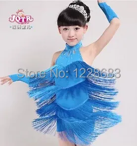 New 110cm-170cm Children Kids Fringe Ballroom Samba Dress Ballroom Tango Dresses Ballroom Dance Dress For Girls