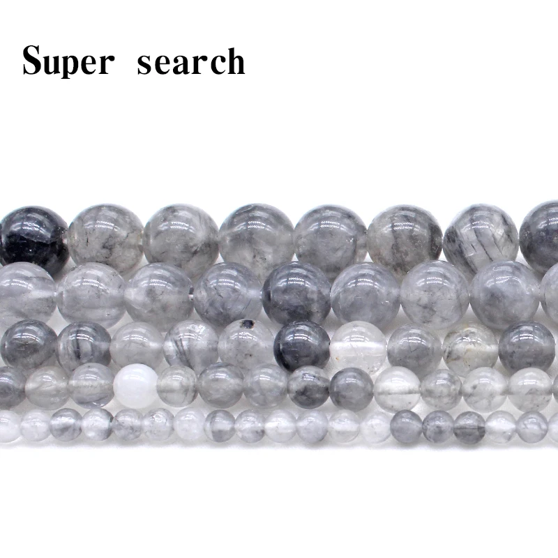 

Gray Crystal Round Gem Loose Strand Beads Bracelet woman15" Strand 6 8 10 12MM Pick Size For Jewelry Making