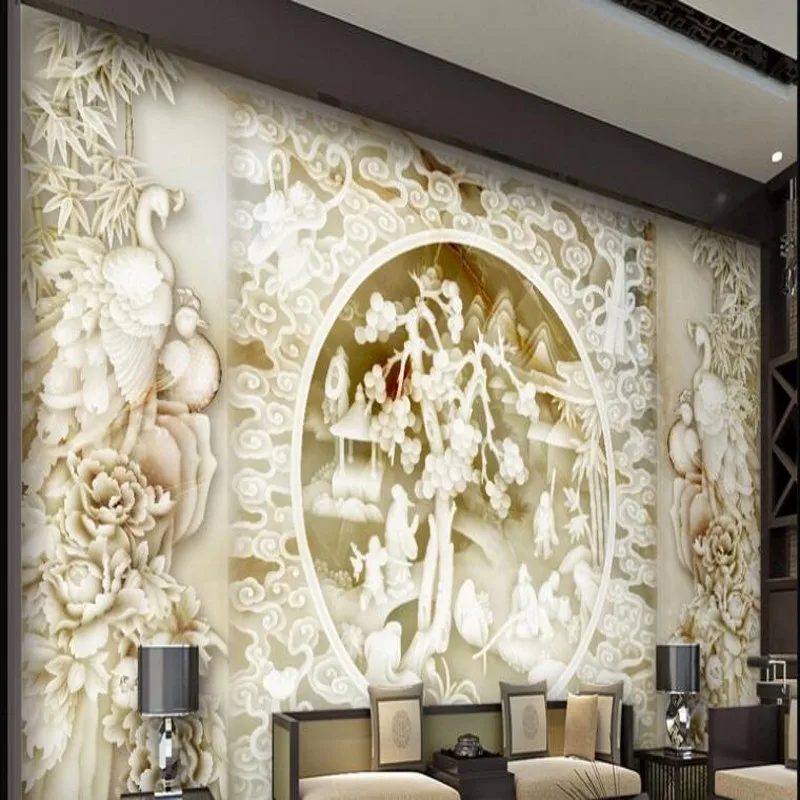 

wellyu Customized large - scale murals high - grade relief marble TV wall wallpaper non - woven wallpaper papel de parede