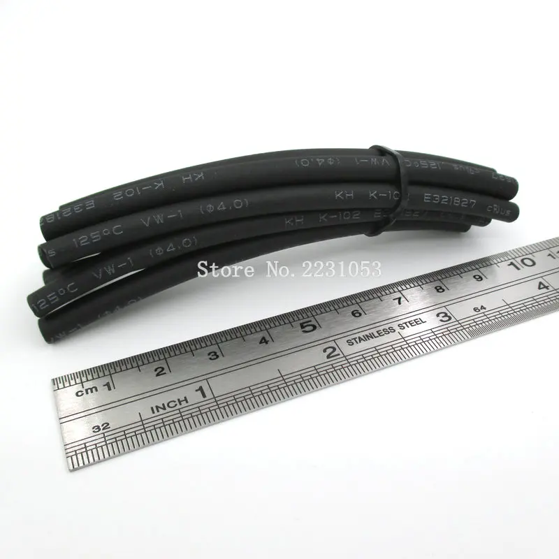 5 Meters/LOT 4mm Heat Shrink Heatshrink Heat Shrinkable Tubing Tube Sleeving Wrap Wire Black Color