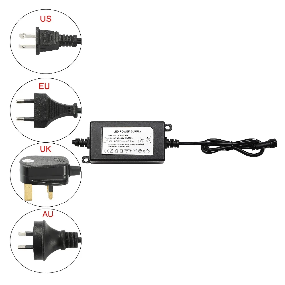 5W/8W/30W LED Transformers for Lighting DC12V IP67 Waterproof LED Power Supply LED Driver for Lamps Input:90-264VAC Output:DC12V