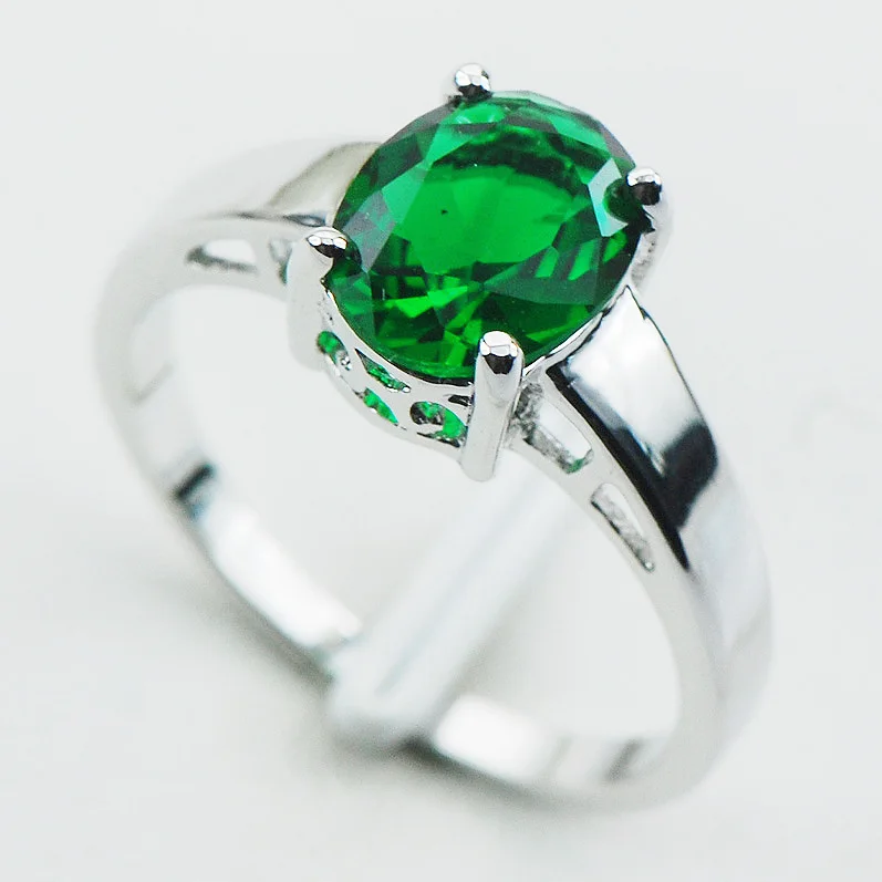 Simulated Emerald 925 Sterling Silver Ring Size 5 6 7 8 9 10 11 12 PR03