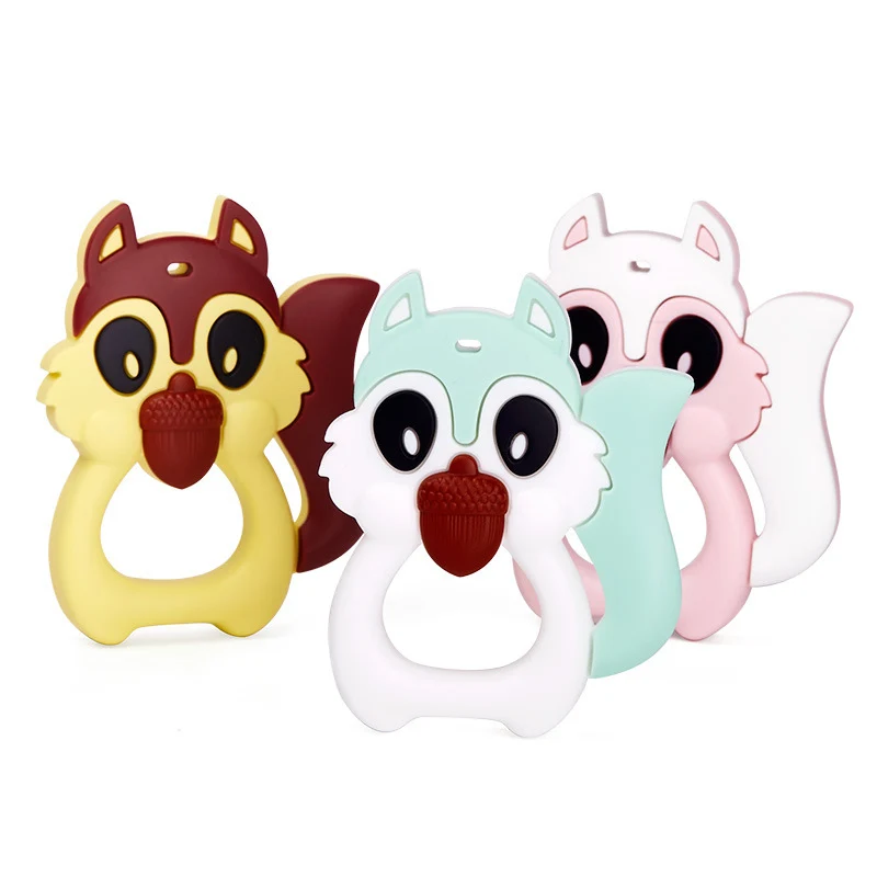 

Animal Silicone Teether Wooden Ring 1PC BPA Free Nursing Accessories Chewable Rattle Circle Newborn Shower Gifts Baby Teethers