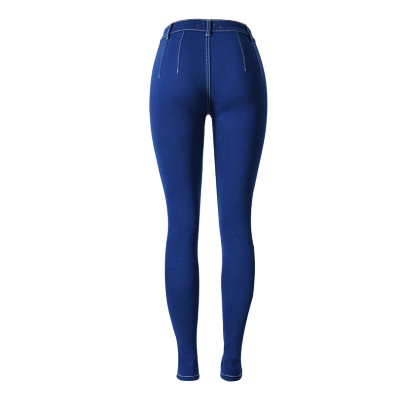 Chic cintura Alta Estiramento Skinny Jeans Sexy Mulheres Denim Lápis Calças Legais Fenale Jeans Streetwear Quente
