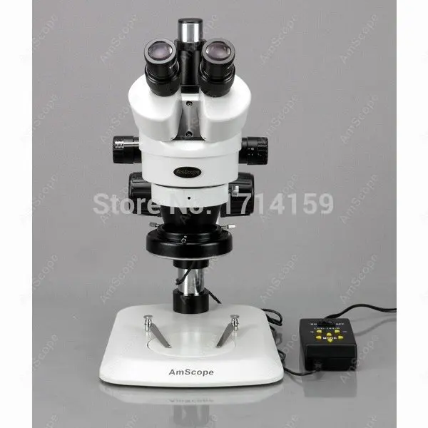 AmScope Zoom Trinocular Stereo Microscope 3.5X-45X+ Multi-Zone 144 LED + 1.3MP USB 2.0 Camera on Pillar Stand