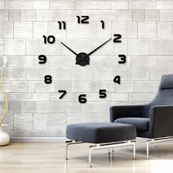 3D Quartz Wall Clock Modern Design Real Big Acrylic Wall Clocks Mirror Wall Sticker Large Decoration Clock For Home Living Room