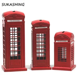 London Telephone Booth Red Die Cast Money Box Piggy Bank UK Souvenir Great Gifts for Kids Home Christmas Decoration