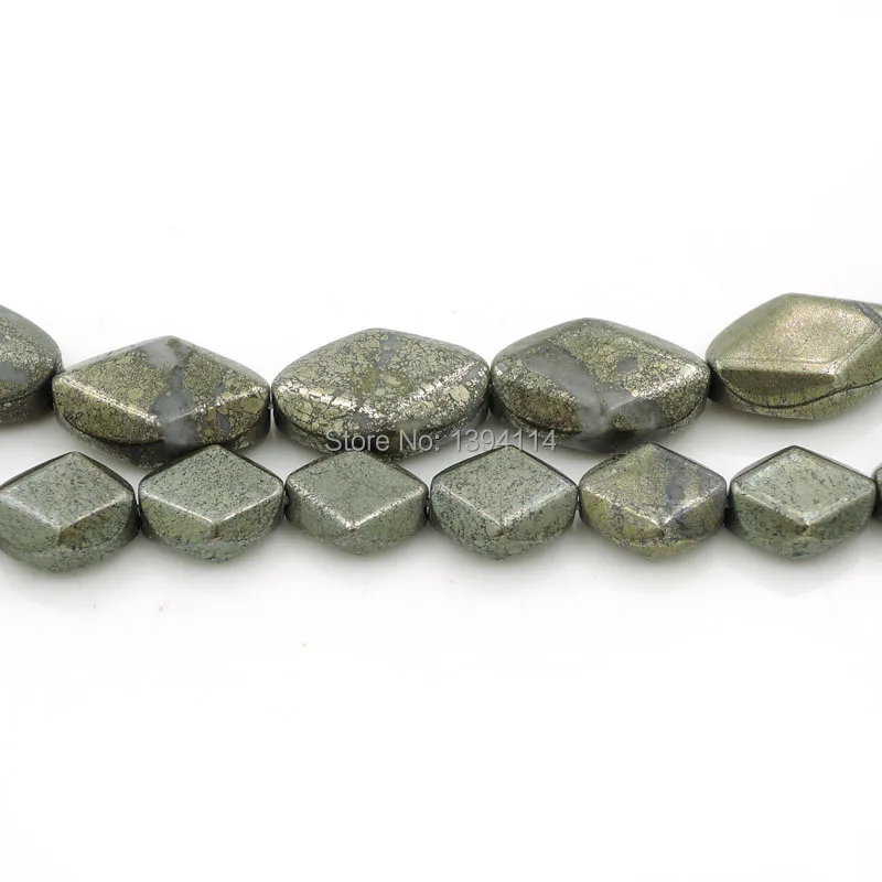 Natural Pyrite Faceted Rhombus Bead Of Different Sizes For Making Bracelet Or Necklace DIY Jewelry 15.5 Inches Full Strand