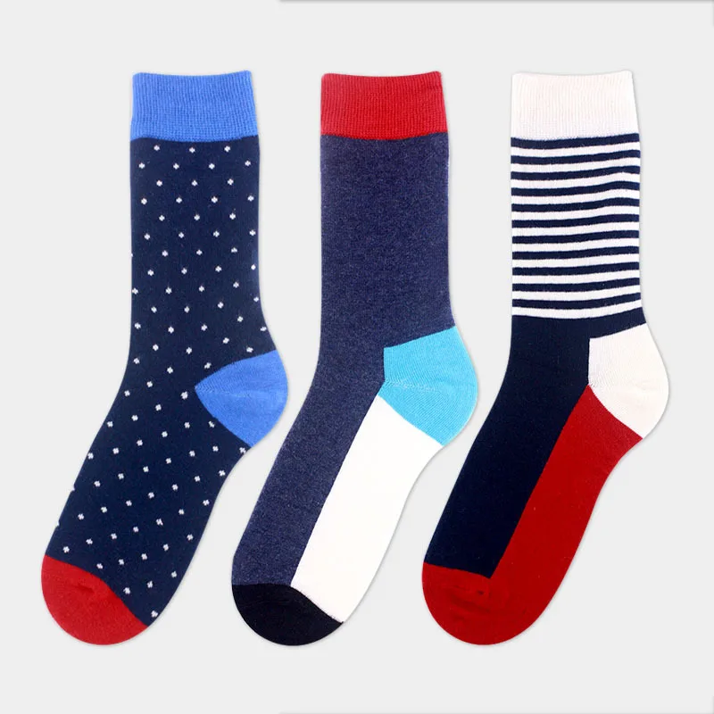 

4 pairs /lot 2017 new men socks Spring/autumn Splicing color Dress sock for men cotton British style men's socks