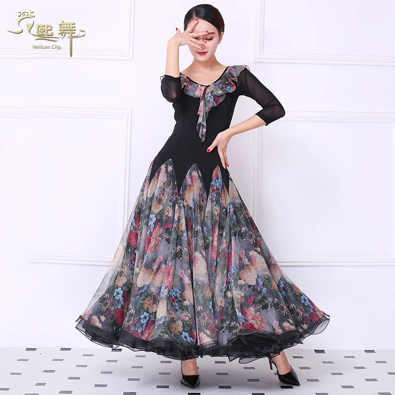 Phụ nữ Tùy Phòng Khiêu Vũ Múa Váy Cô Gái Nhảy Múa Cạnh Tranh Dress Tango Flamenco Waltz Nhảy Múa Phong Tục Phù Hợp Với Tiêu Chuẩn D-0364