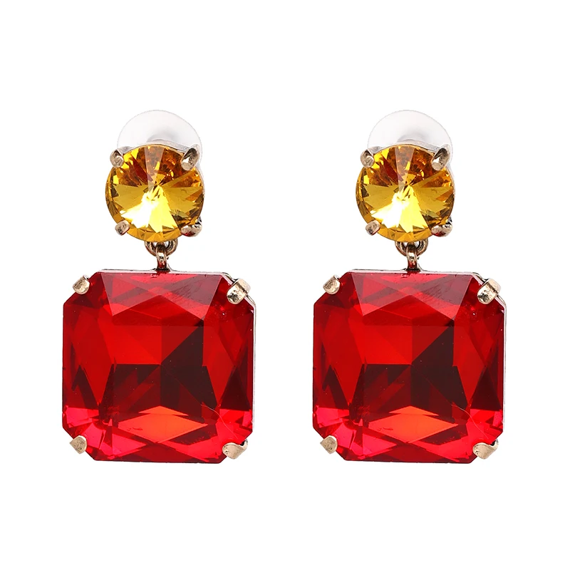 Wholesale JUJIA Good Quality Fashion Drop Earrings Geometric Statement Crystal Earrings For Women Wedding Jewelry