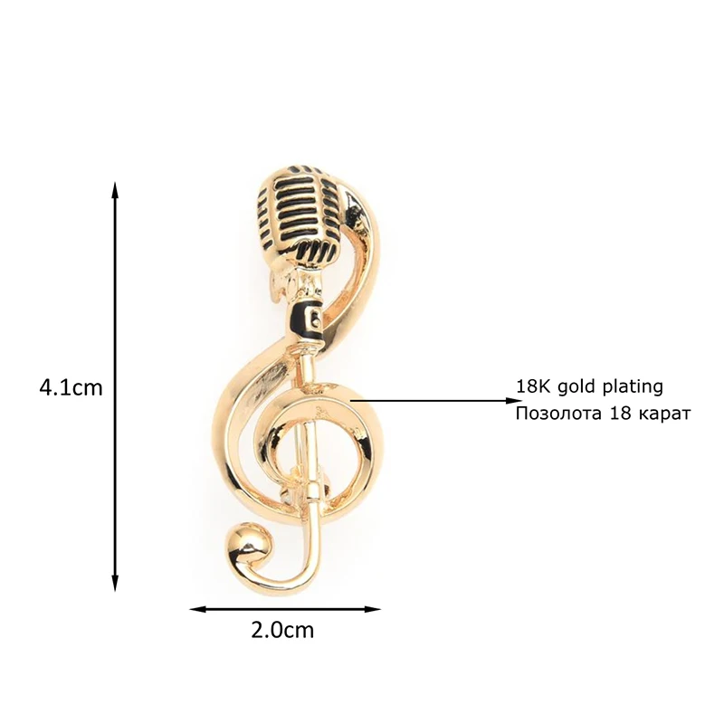 Wuli&baby Alloy Gold Color Microphone Music Note Brooches For Women And Men New Year\'s Gifts