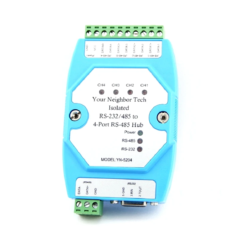 Isolated Bidirectional RS232 RS485 Go to 4-way 4channel RS485 hub Splitter repeater YN5204 UT5204