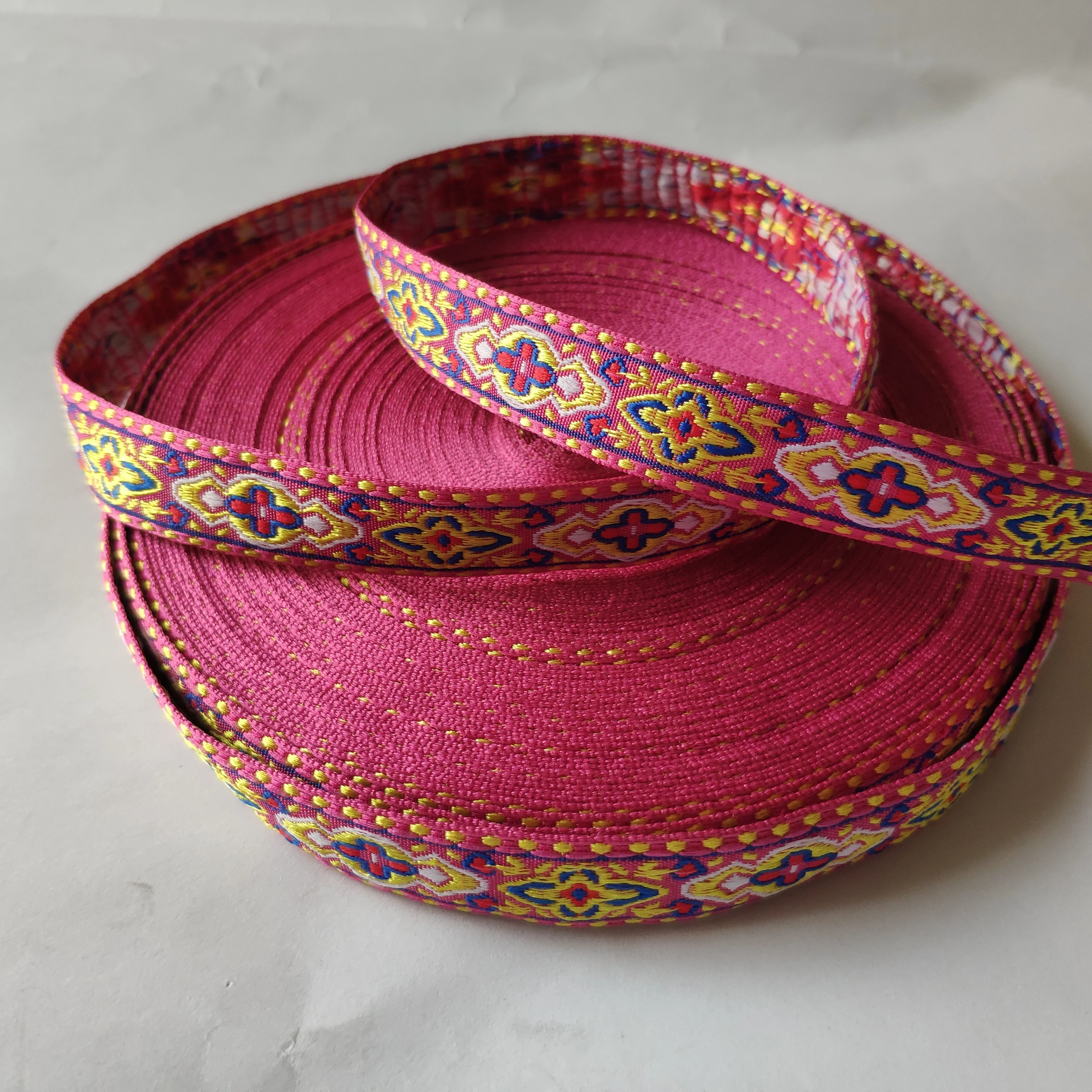 

10yards embroidery jacquard webbing woven tape lace ribbon trim 1.8cm kid dress tribal boho DIY garment bag gift accessory craft