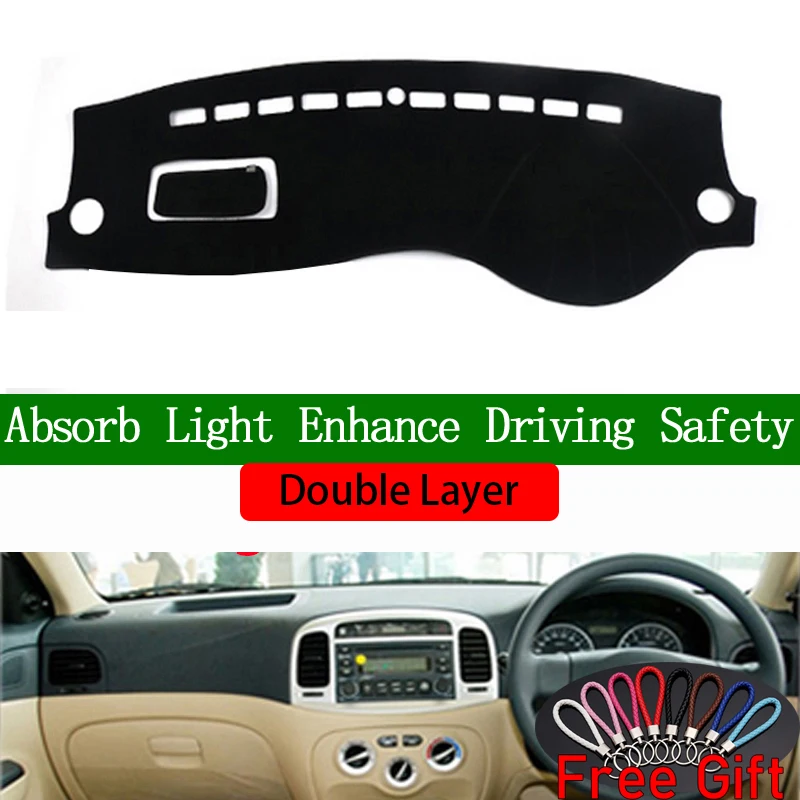 

Двухслойные автомобильные наклейки для Hyundai Accent 2006 2007 2008 2009 2010 2011, крышка приборной панели, автомобильные аксессуары, наклейки для салона автомобиля