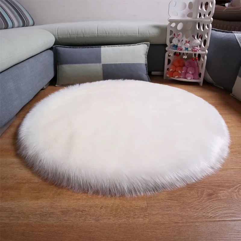 

Muzzi Sheepskin Chair Cover Seat Pad Soft Carpet Hairy Plain Skin Fur Plain Fluffy Area Rugs Bedroom Faux Carpet Mat