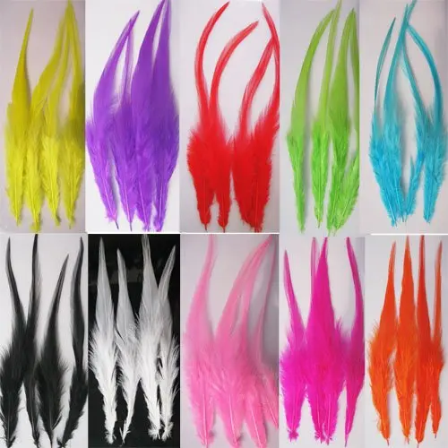 

200Pcs/lot Multi-Color Chinese Rooster Hackle Feathers 6-8inches (15-20cm) 10 colours available,colour feather