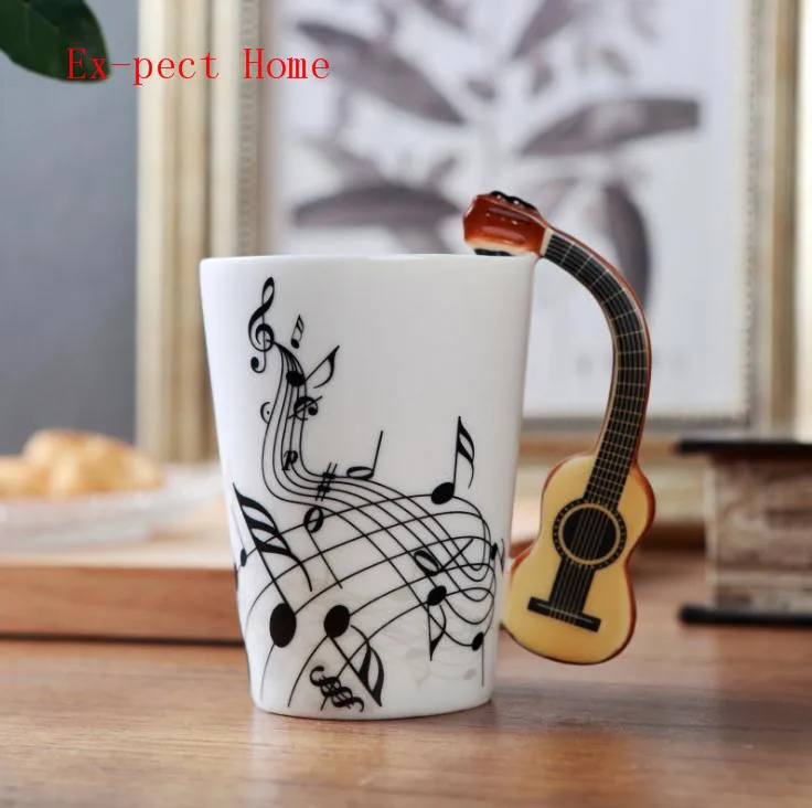 15pcs/lot Novelty Styles Music Note Guitar Ceramic Cup Personality Milk Juice Mug Coffee Tea Cup Home Office Drinkware