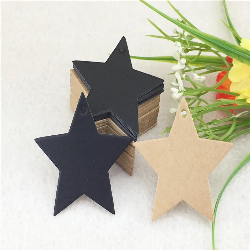 Pentagonal Shape Five Star Tag Beautiful Gift Box Decoration Jewelry Goods Wedding Tag Creative With Hole 5.2x5.2cm 100Pcs/Lot