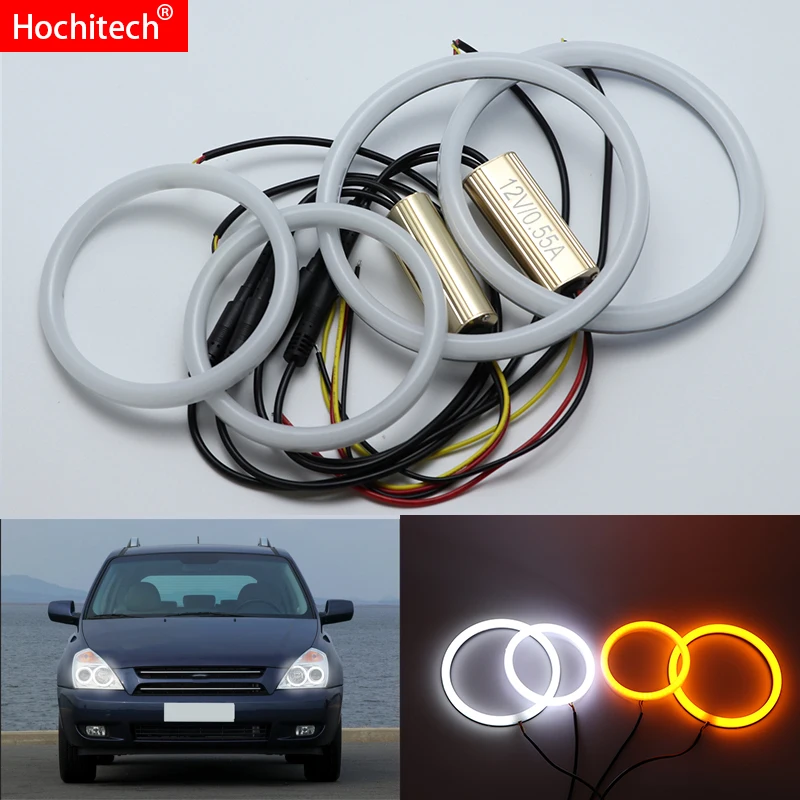 for Kia Carnival Sedona 2006 2007 2008 2009 2010 White & Amber Dual color Cotton LED Angel eyes kit  ring Turn signal light