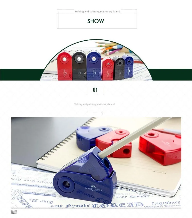 FABER CASTELL Push-Pull-Doppel-Bleistiftspitzer, Einloch- und Doppelloch-Funktion, Multifunktionales Schul- und Bürobedarf – Detail 6