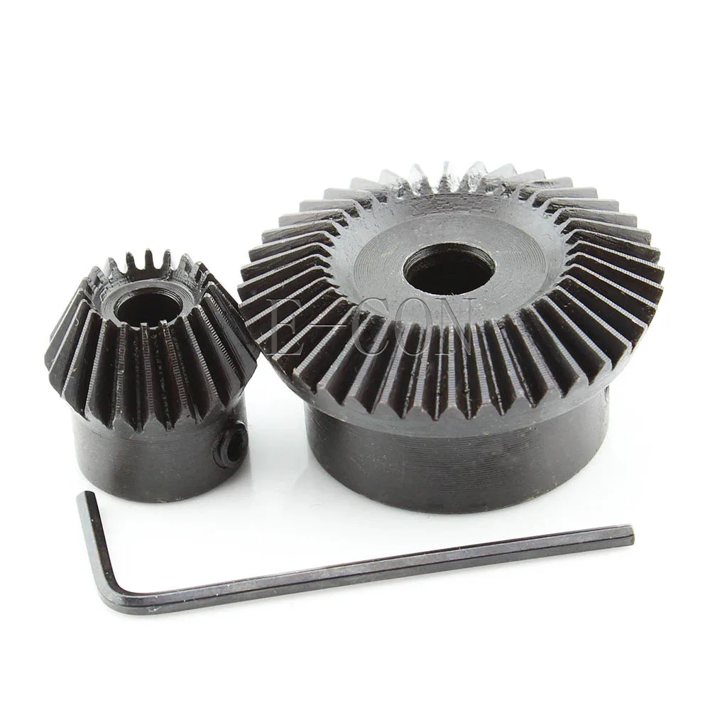 2pcs 1M 40T 20T Metal Umbrella Tooth Bevel Gear 90 Angle Set Kit Ratio 2:1