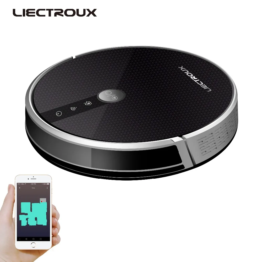 LIECTROUX Robot Vacuum Cleaner C30B, 5000Pa Suction,2D Map Navigation, with Memory, WiFi App,Electric Water Tank,Brushless Motor