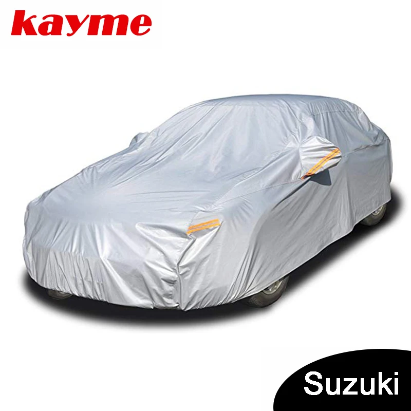 

Kayme aluminium Waterproof car covers super sun protection dust Rain car cover full universal auto suv protective for Suzuki