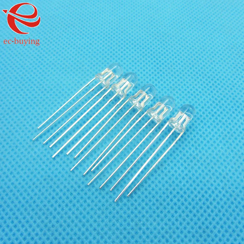 10pcs/lot F5 5mm LED Bi-Color Common Anode Round Light Emitting Diode Dual Color Red Green Brightness Ultra Bright Transparent