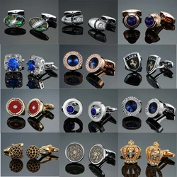 DY New high-end luxury jewelry brand blue rose big crystal Cufflinks Men's French shirt Cufflinks Jewelry wholesale