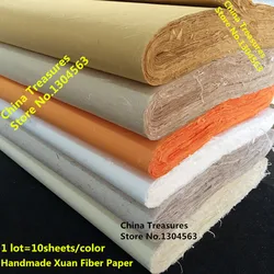 10sheet,4 Feet Chinese Rice Paper Calligraphy Mulberry Jute Chinese Painting Paper Handmade Fiber Xuan Paper Yunlong Pi Zhi