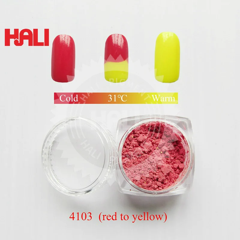 Double color thermochromic pigment hot active pigment temperature active powder 31C red to yellow 1lot=10gram