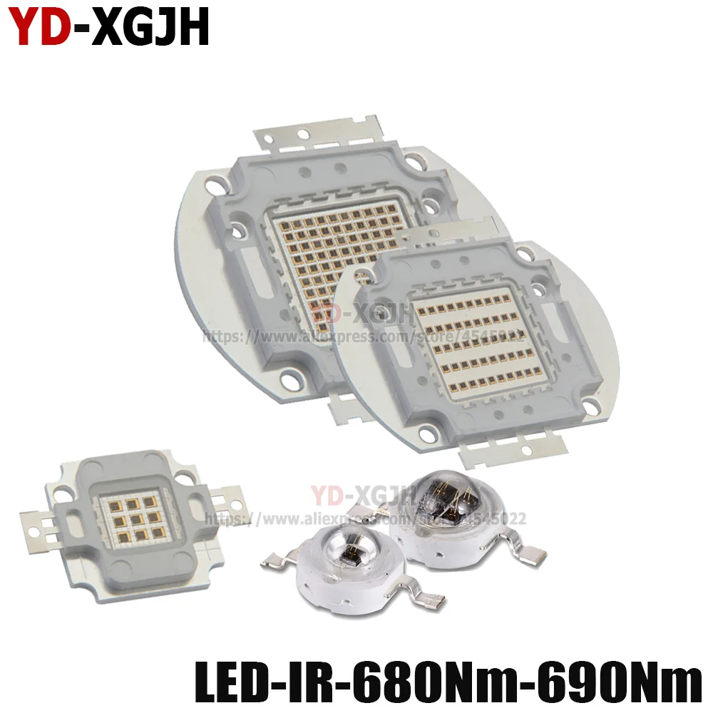 High-power IR Infrared 3W 5W 10W 20W 50W 100W Emitter Light Bead COB For 3 5 10 20 50 100W Watt 680NM Night Vision CCTV Camera