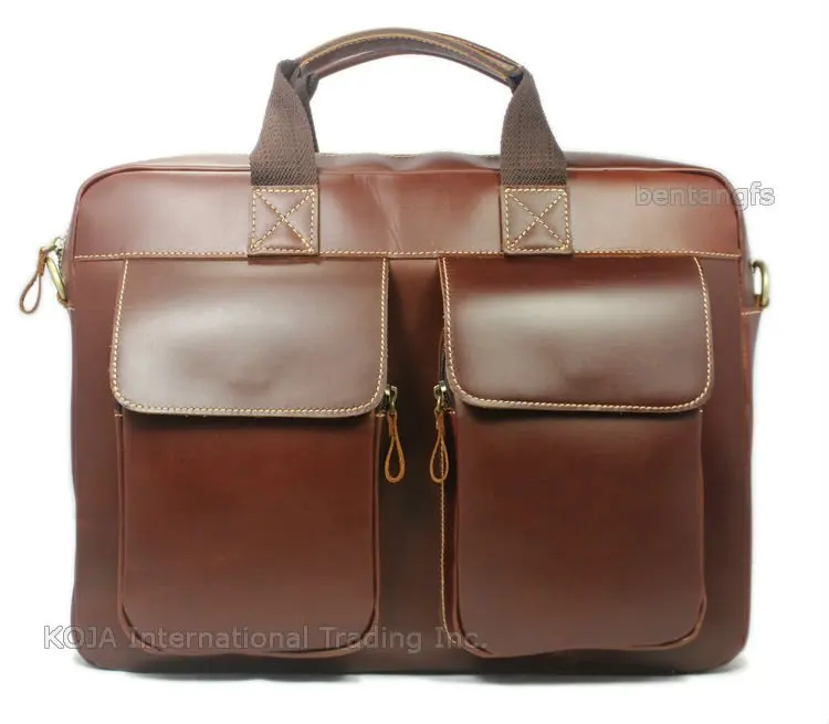 Luxury Italian Genuine Leather Briefcase Men leather 15.6\