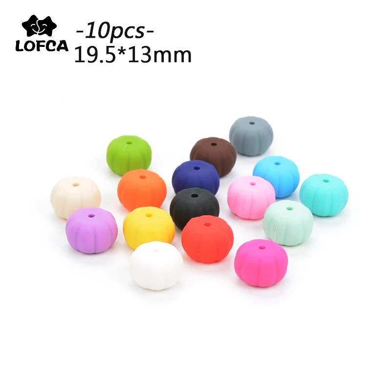 

LOFCA 10pcs Pumpkin Silicone Loose Beads Baby Teether BPA Free Food Grade Safe Baby Toys DIY Teething Jewelry Necklace Making